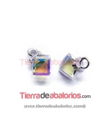 Cubo Colgante Transversal 6mm Cristal AB Cubo Colgante Transversal 6mm Cristal AB