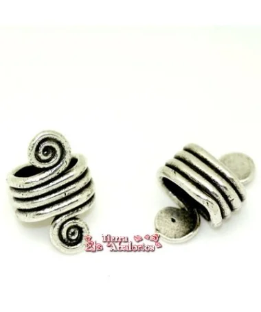 Entrepieza Regaliz Espirales 22x15mm Agujero 10x7mm Plateada