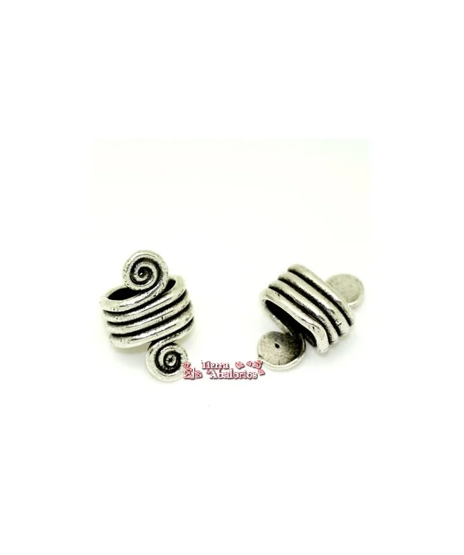 Entrepieza Regaliz Espirales 22x15mm Agujero 10x7mm Plateada