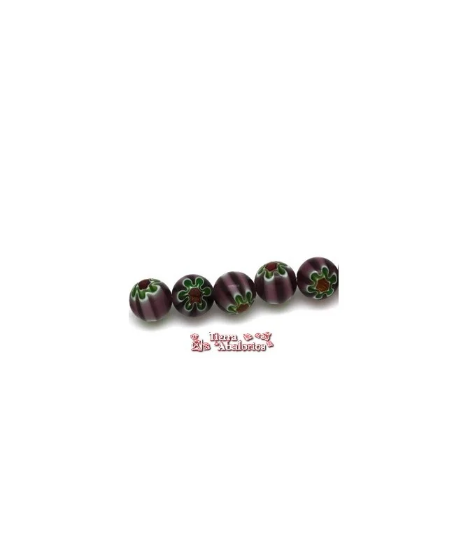 Bola Murano 10mm Agujero 1,3mm, Mileflori Amatista