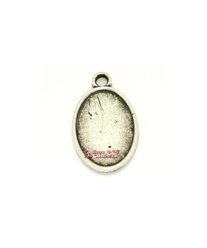 Colgante Ovalado 19x13mm con Anilla, Plateado
