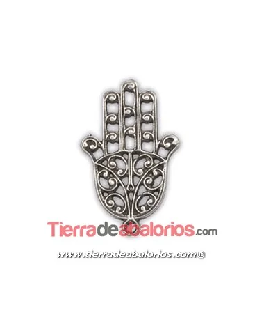 Mano de Fátima 35x22mm con Anilla, Plateada
