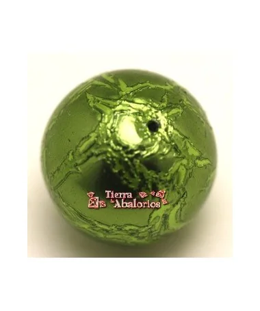 Resina Bola Craquelada 16mm Agujero 0,9mm, Verde Resina Bola Craquelada 16mm Agujero 0,9mm, Verde