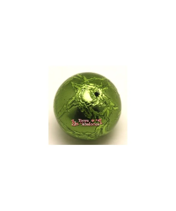 Resina Bola Craquelada 16mm Agujero 0,9mm, Verde