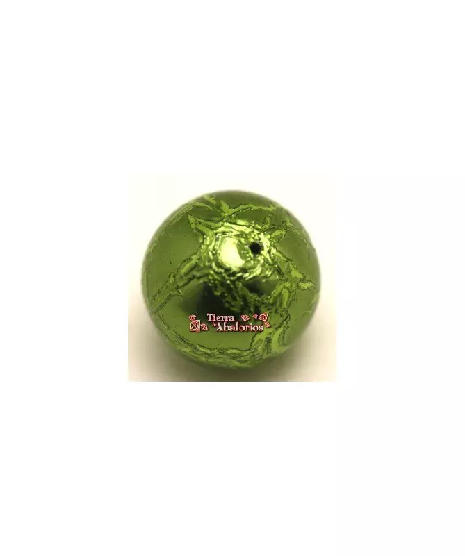 Resina Bola Craquelada 16mm Agujero 0,9mm, Verde