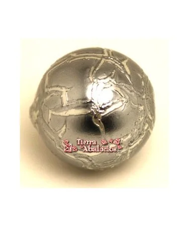 Resina Bola Craquelada 16mm Agujero 0,9mm, Plateada