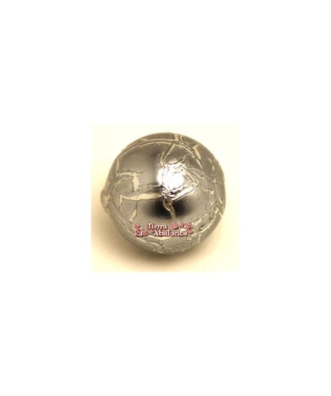 Resina Bola Craquelada 16mm Agujero 0,9mm, Plateada