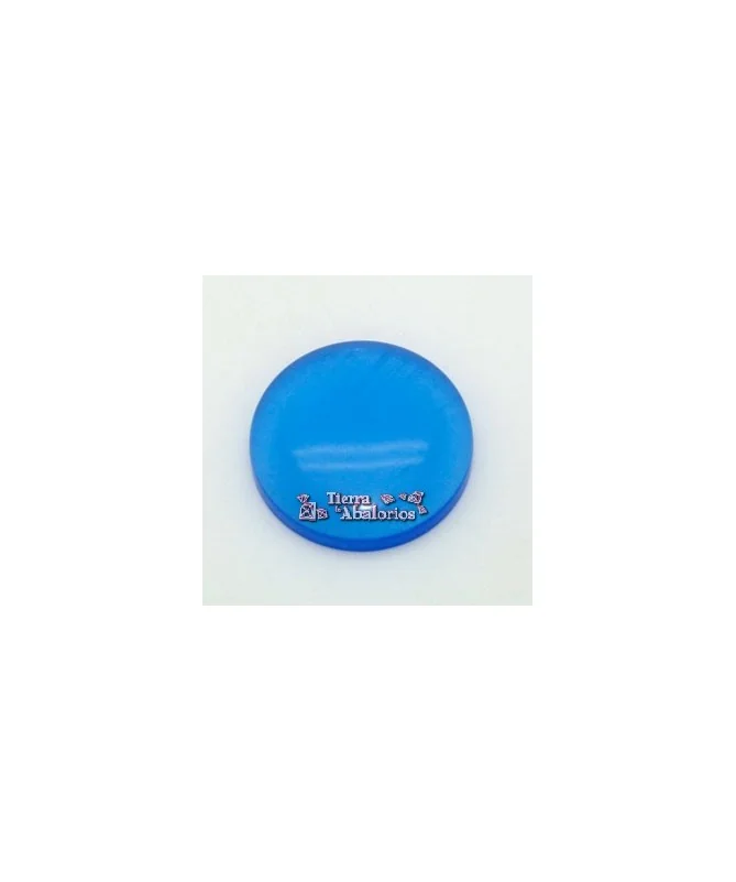 Cabujón Resina 27mm Azul Transparente Brillo