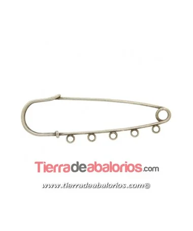 Imperdible 60x19mm Con 5 Anillas, Plateado