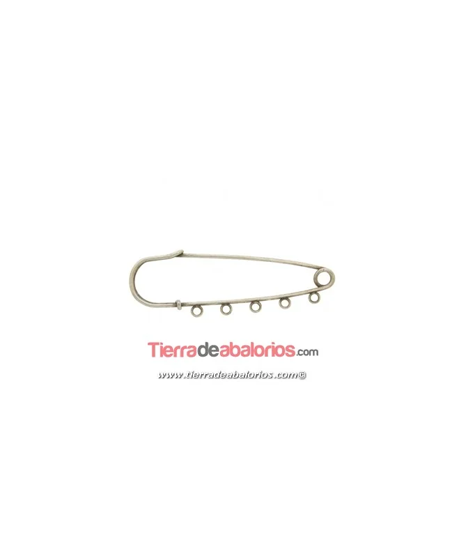 Imperdible 60x19mm Con 5 Anillas, Plateado