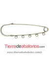 Imperdible 60x19mm Con 5 Anillas, Plateado