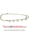 Imperdible 60x19mm Con 5 Anillas, Plateado