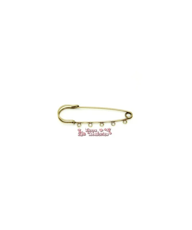 Imperdible 60x19mm con 5 Anillas, Oro Viejo