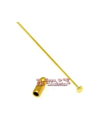 Agujon Alfiler 81mm con Tope Flor, Dorado