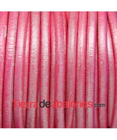 Cordón de Cuero 4,5mm - Rosa Flúor Metalizado
