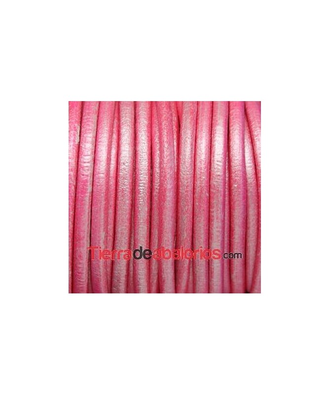 Cordón de Cuero 4,5mm - Rosa Flúor Metalizado
