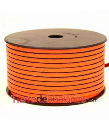 Cuero Plano Vaquetilla 5x2mm - Naranja Flúor Cuero Plano Vaquetilla 5x2mm - Naranja Flúor