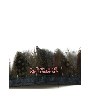 Tira de Plumas de Gallina de Guinea Medianas Verde 1mt.