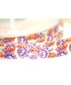 Lazo Duquesa 10mm Blanco Flores Moradas y Naranjas
