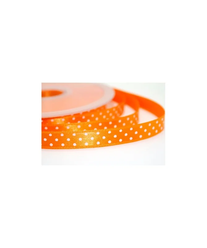 Lazo 10mm Naranja Lunares Blancos