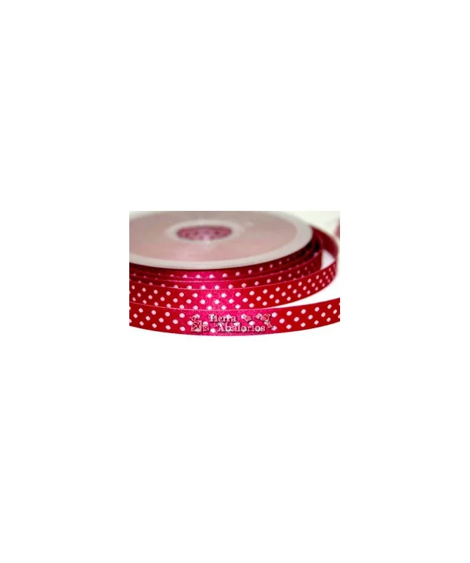 Lazo 10mm Fucsia Lunares Rosa