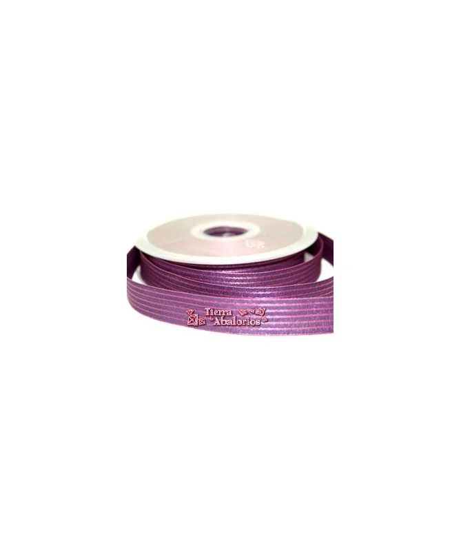 Lazo 15mm Ruban Garbo Morado Rayas Rosa