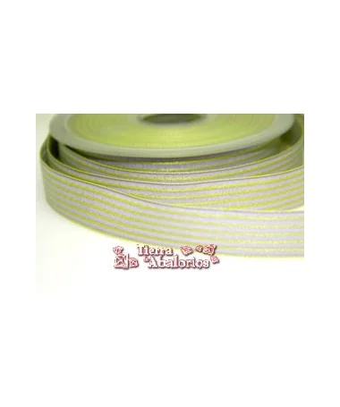 Lazo 15mm Ruban Garbo Lila Rayas Pistacho