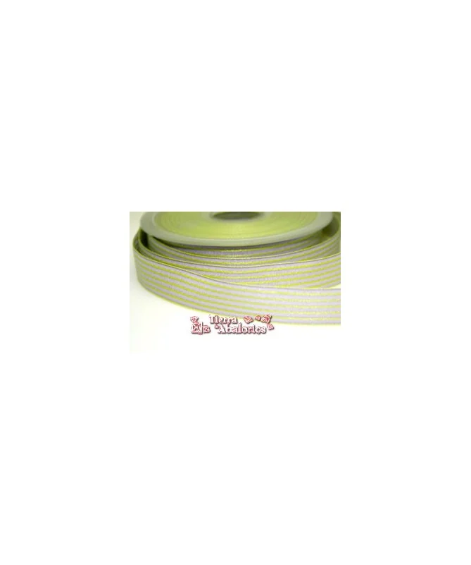 Lazo 15mm Ruban Garbo Lila Rayas Pistacho