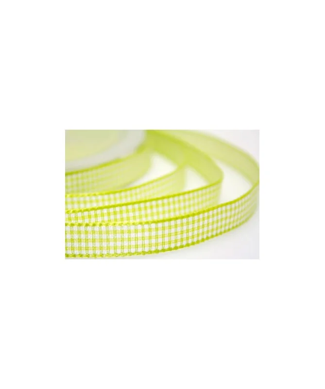 Lazo 10mm 'Vichy' Cuadros Verde Manzana y Blanco