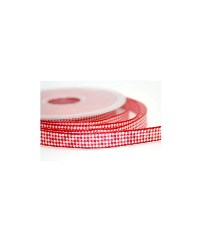Lazo 10mm 'Vichy' Cuadros Rojo y Blanco