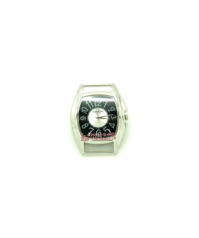 Reloj 50x40mm Plateado Nikelado, Esfera Negro y Plata.