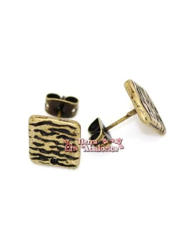 Pendiente Cuadrado 10mm, Oro Viejo