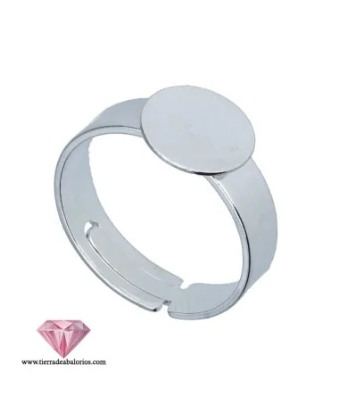 Anillo Ajustable Base Plana Redonda 10mm Plateado Anillo Ajustable Base Plana Redonda 10mm Plateado