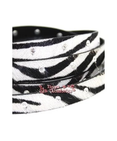 Tira de Piel de Potro 15mm Cebra con Swarovski (20cm)