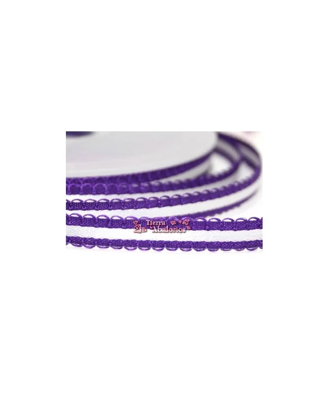 Cinta Picot 9mm Morado y Plata