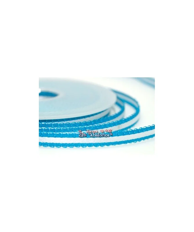Cinta Picot 9mm Turquesa y Plata