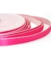 Lazo de Raso 10mm, Fucsia Pespunte Blanco (Reversible)