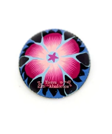 Botón 26mm Flor Fucsia y Salmón