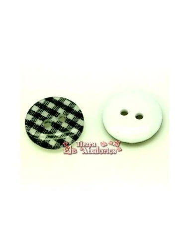Botón 18mm Escocés Blanco y Negro
