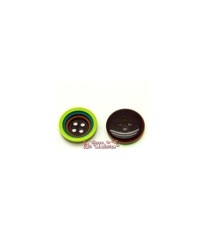 Botón 17mm Verde, Incicolite, Marrón y Morado