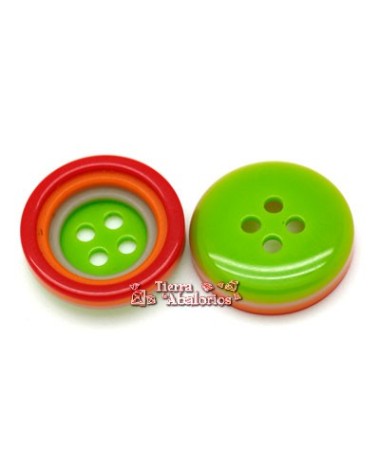 Botón 17mm Rojo, Naranja, Lila y Verde