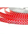 Lazo Gros Grain 10mm Doble Cara Rojo Lunares Blancos