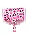 Lazo Gros Grain Estampado Circulos Ancho 16mm Rosa
