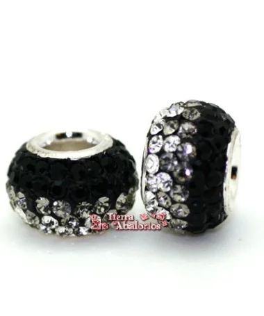 Bola 12mm Agujero 5mm Con Swarovski Jet y Crystal Bola 12mm Agujero 5mm Con Swarovski Jet y Crystal