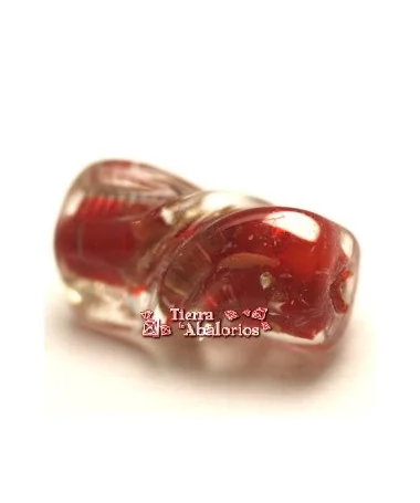 Tubo Cristal Twist 20x10mm Agujero 1,5mm, Rojo