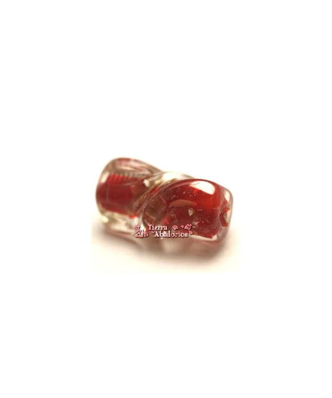 Tubo Cristal Twist 20x10mm Agujero 1,5mm, Rojo