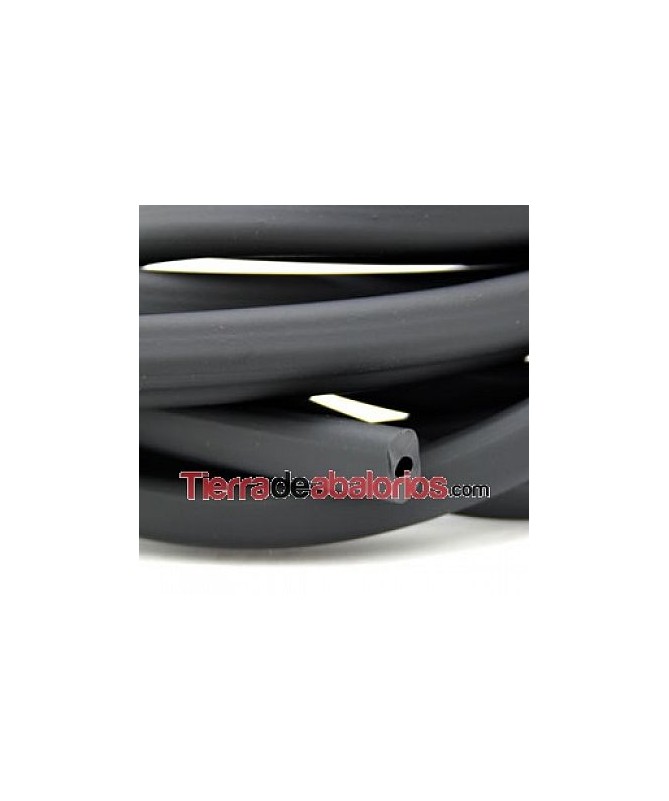 Cordón Regaliz de Caucho 10x6mm Hueco 4mm Negro(20cm)