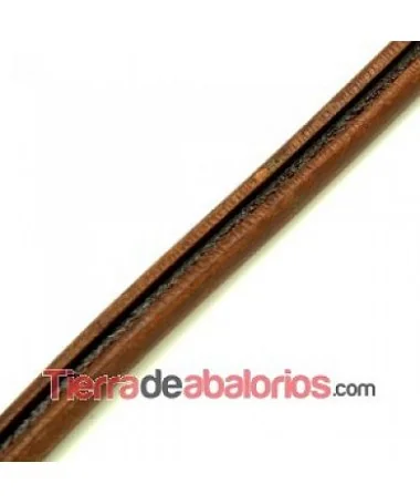 Cuero Regaliz 10x6mm con Hueco Central de 3mm - Marrón (metro) - Tierra de Abalorios