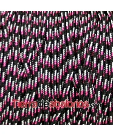 Cordón de Escalada Redondo 2,5mm, Negro. Rosa y Blanco
