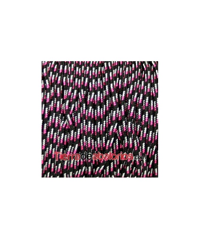 Cordón de Escalada Redondo 2,5mm, Negro. Rosa y Blanco